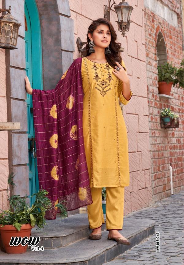 Ikw Wow Vol 4 Viscose Chanderi Designer Readymade Suit